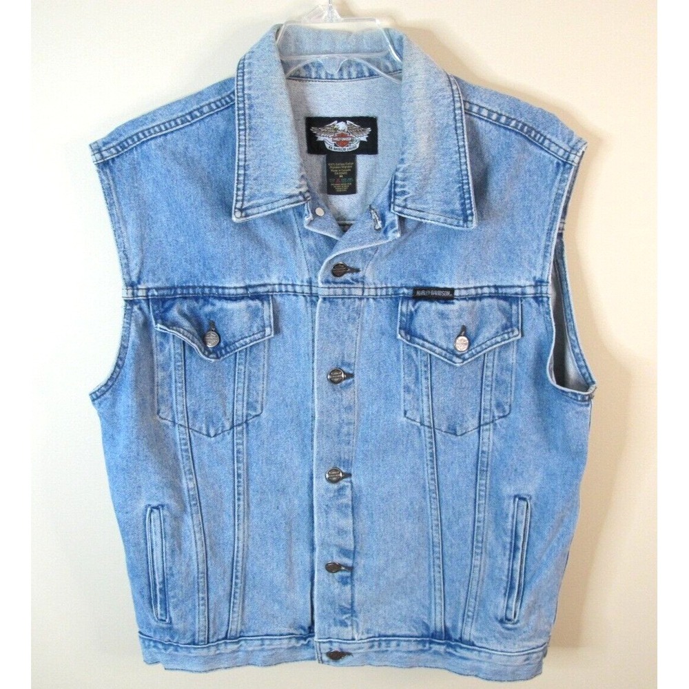 Harley Davidson Motorcycle Blue Denim Jean Vest 98288-98VM Men's Medium
